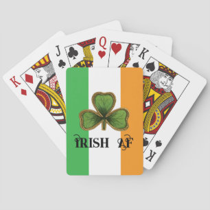 Green Vintage Shamrock Irish AF St Patrick's Day Playing Cards