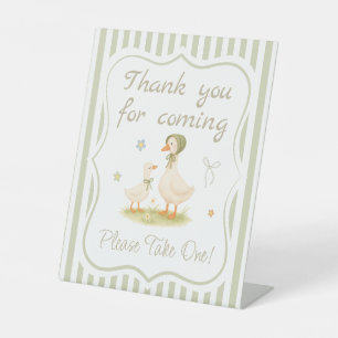 Green Vintage Silly Goose Baby Shower Favour  Pedestal Sign