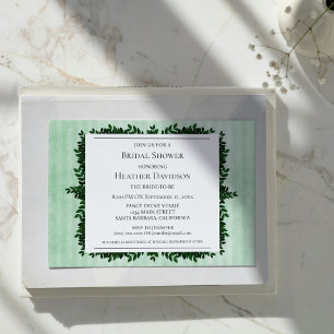 Green Vintage Striped Foliage Bridal Shower Invite