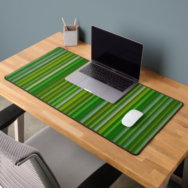 Green Vintage Striped Pattern Art Desk Mat Pad (Office 2)