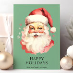 Green Vintage Watercolor Santa Claus Christmas Holiday Card<br><div class="desc">Send festive greetings with our Green Vintage Watercolor Santa Claus Christmas Holiday Card! This charming card features a nostalgic watercolor illustration of Santa Claus set against a vibrant background, adorned with delicate snowflakes. Perfect for spreading holiday cheer, this card captures the timeless spirit of Christmas. The inside is blank, allowing...</div>