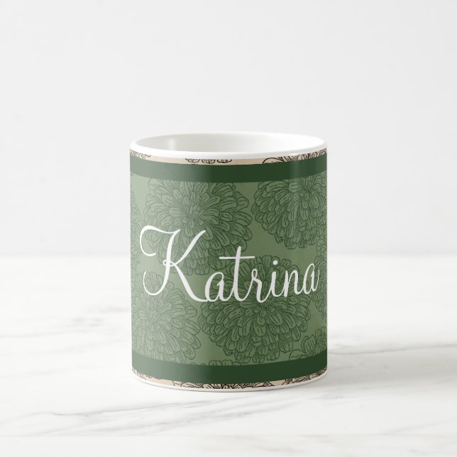 Green Vintage Zinnia Mug (Center)