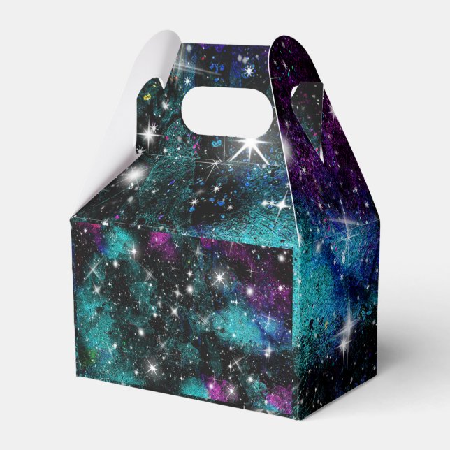 Green Violet Galaxy Star Milky Way Favor Box (Front Side)