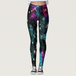 Green Violet Galaxy Star Milky Way Leggings