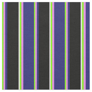Green, Violet, Midnight Blue, Black & White Lines Fabric
