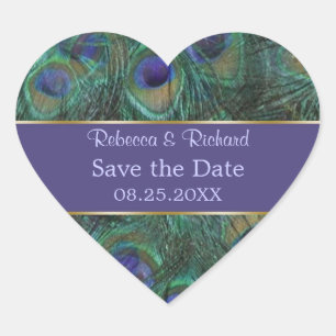 Green violet paon Save the Date Sticker