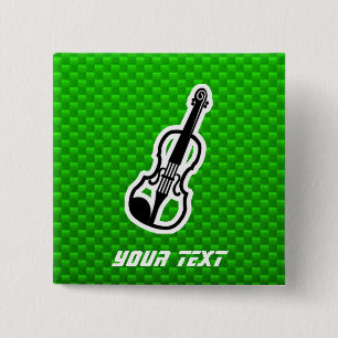 Green Violin 2 Inch Square Button
