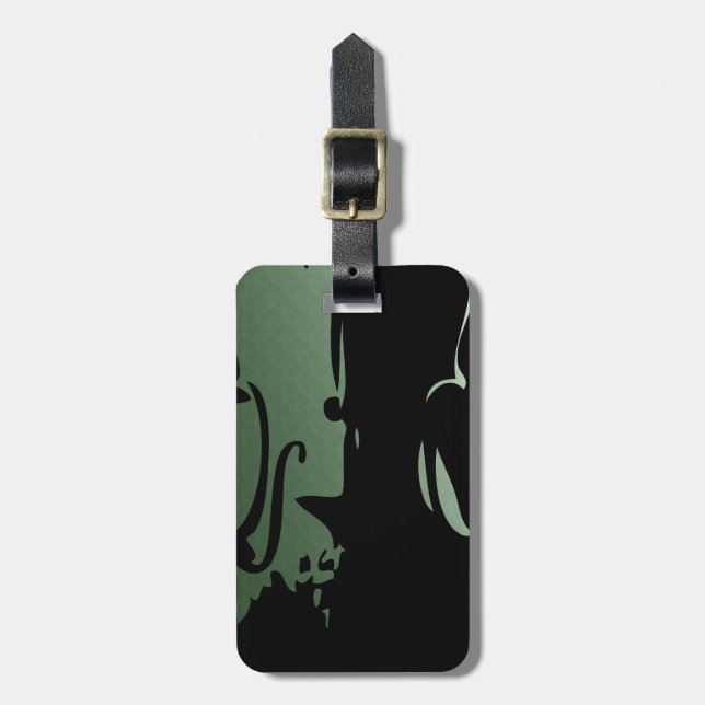 Green Violin Luggage Tag (Front Vertical)
