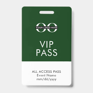Green VIP Access Badge Custom Logo Event Info