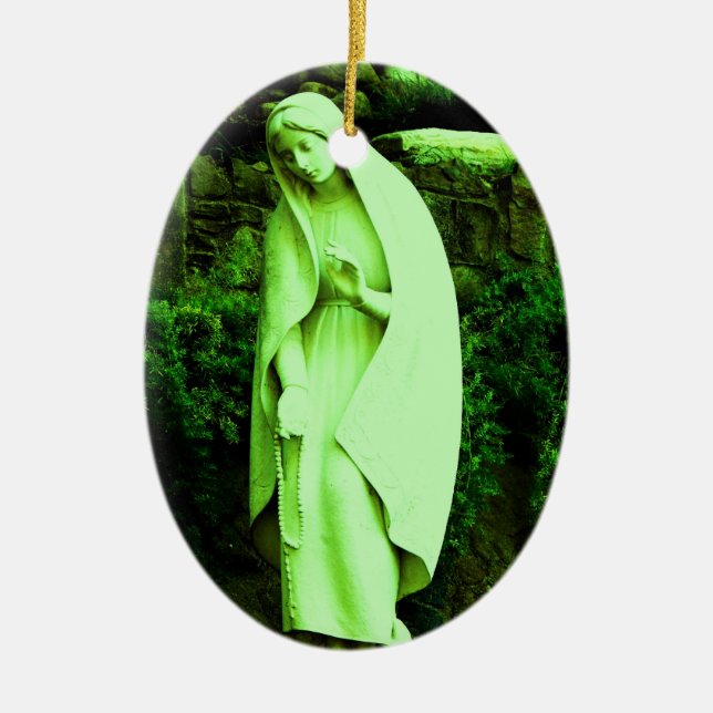 Green Virgin Mary Statue Ornament (Front)