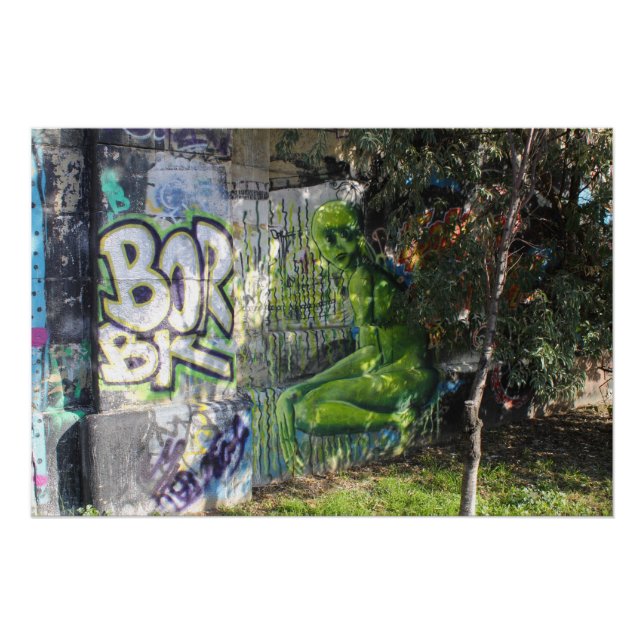 Green Visitor From Outer Space Graffiti Poster (Front)