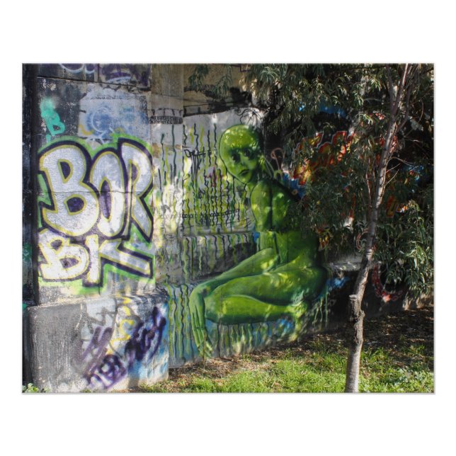 Green Visitor From Outer Space Graffiti Poster (Front)