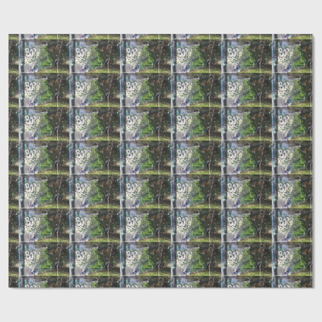 Green Visitor From Outer Space Graffiti Wrapping Paper (Flat)