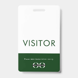 Green Visitor Pass with Customizable Logo Badge