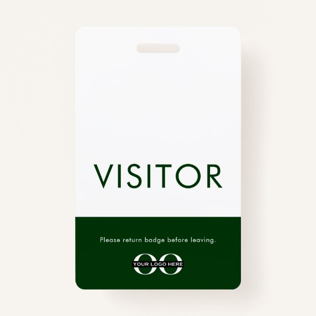 Green Visitor Pass with Customizable Logo Badge (Front)