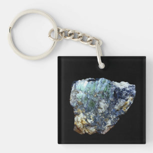 Green Vivianite Crystal Heart Valentine Keychain