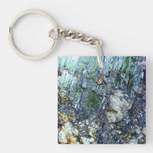 Green Vivianite Crystal Heart Valentine Keychain