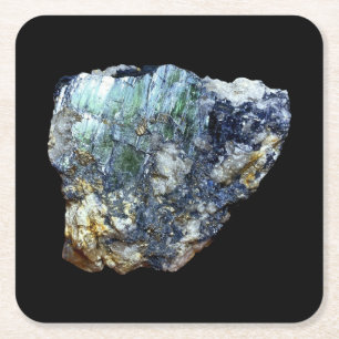 Green Vivianite Crystal Square Paper Coaster