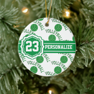 Green Volleyball Ceramic Ornament