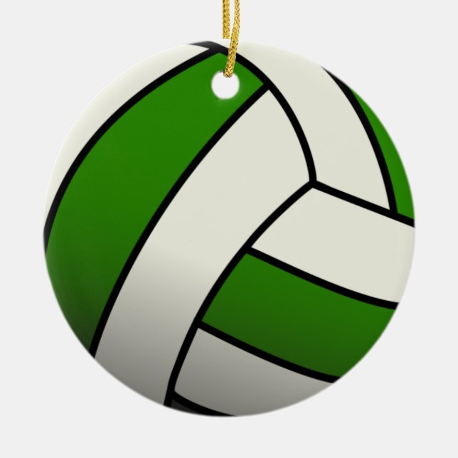 Green Volleyball Ceramic Ornament (Front)