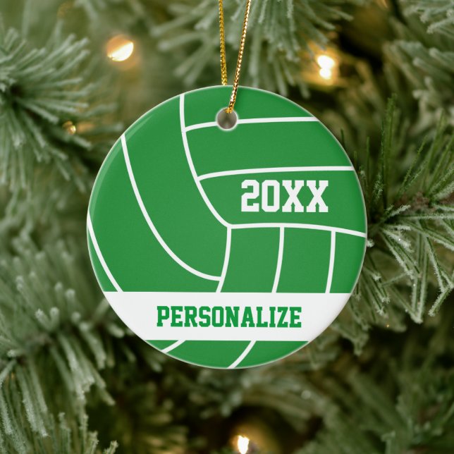Green Volleyball | DIY Name and Year Ceramic Ornament (Tree)