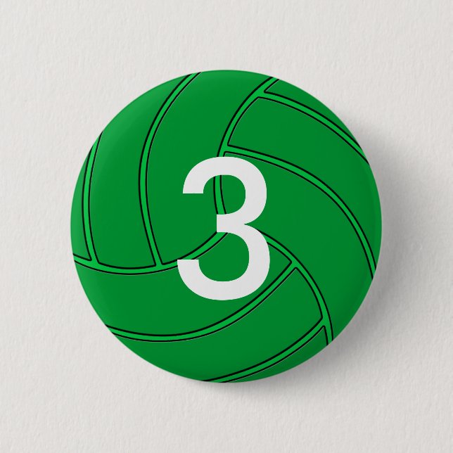 Green Volleyball Jersey Number or Initials Pin (Front)