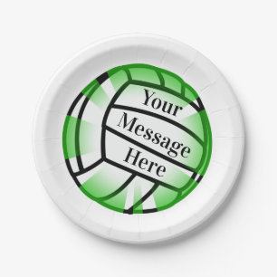 Green Volleyball Paper Party Paper Plate