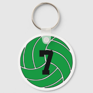 Green Volleyball Player Custom Jersey Number Sport Keychain