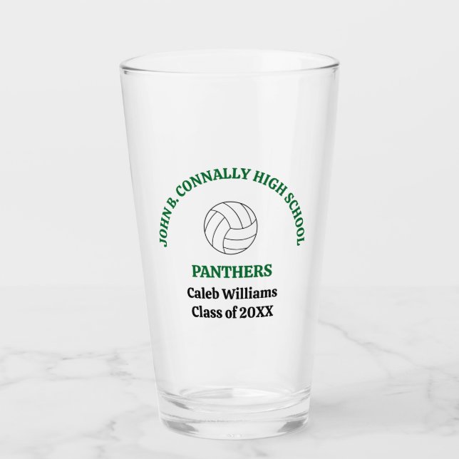 Green Volleyball Player Personalized Team Glass (Front)