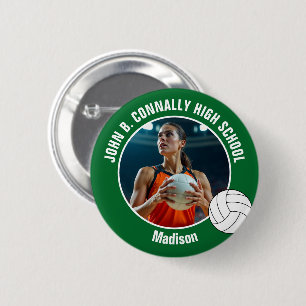 Green Volleyball Player Photo High School Spirit 2 Inch Round Button