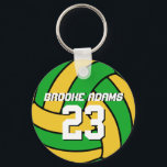 Green Volleyball Sports Team Brazil Keychain<br><div class="desc">A cool and colourful sports theme keychain as gift for families and friends. Volleyball keychain with personalized name and player number. A great souvenir for volleyball coach,  captain and players.</div>
