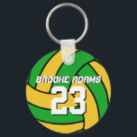Green Volleyball Sports Team Brazil Keychain<br><div class="desc">A cool and colourful sports theme keychain as gift for families and friends. Volleyball keychain with personalized name and player number. A great souvenir for volleyball coach,  captain and players.</div>