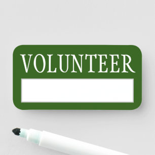 Green "VOLUNTEER" Name Tag
