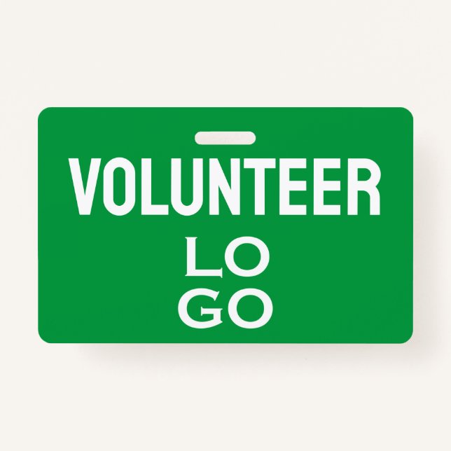 Green Volunteer with Custom Logo ID Badge (Front)