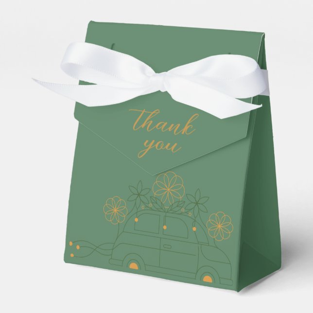 Green Vosvos Minimal Wedding Favor Box (Front Side)