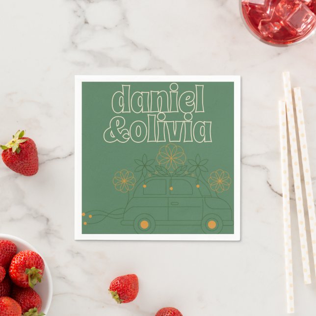Green Vosvos Minimal Wedding Napkin (Insitu)