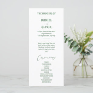 Green Vosvos Minimal Wedding Programs
