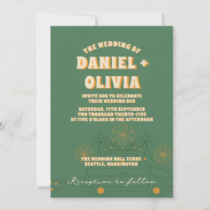 Green Vosvos Minimal Wedding Qr Code In Invitation