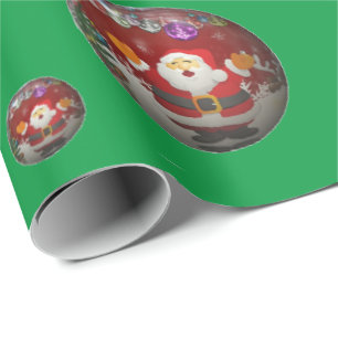 Green w/ Santa Wrapping Paper