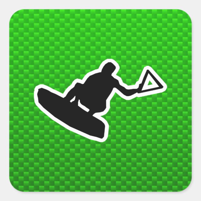 Green Wakeboarder Square Sticker (Front)