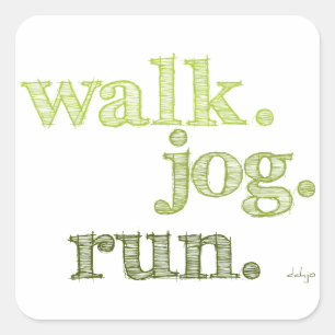 GREEN WALK JOG RUN (font SHADED) Square Sticker