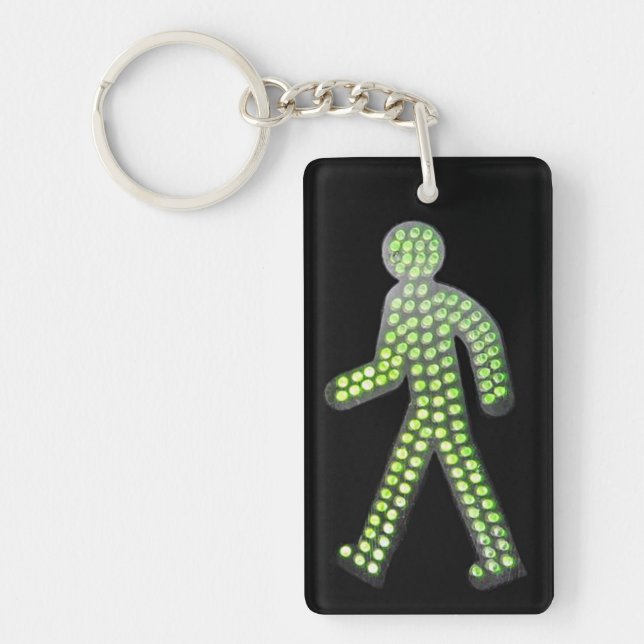Green "WALK" traffic-light figure Keychain (Front)