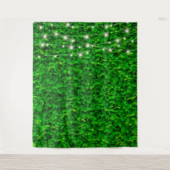 Green Wall Fairy Lights Party Backdrop Tapestry (Front)