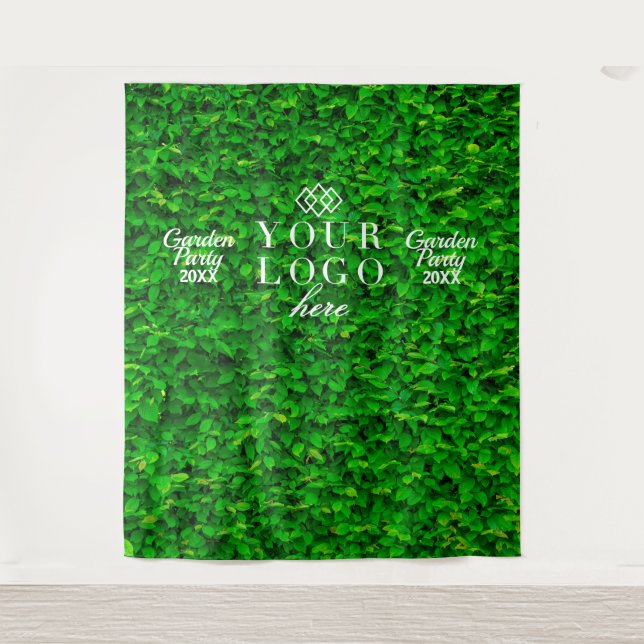 Green Wall Garden Custom Logo Party Backdrop Tapestry (Front)