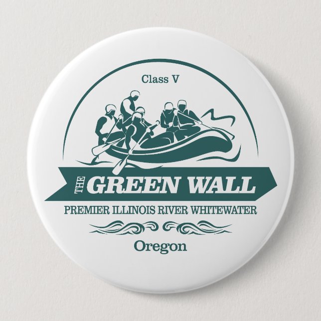Green Wall (rafting 2) 4 Inch Round Button (Front)