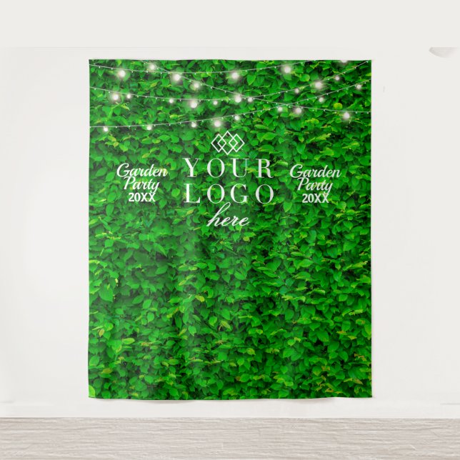 Green Wall Twinkling Lights Party Backdrop Tapestry (Front)
