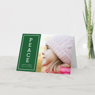 Green Warm Wishes Peace Modern Holiday Photo Card