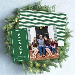 Green Warm Wishes Peace Modern Holiday Photo Card