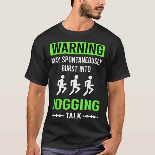 Green Warning Jogging Jog Jogger T-Shirt (Front)