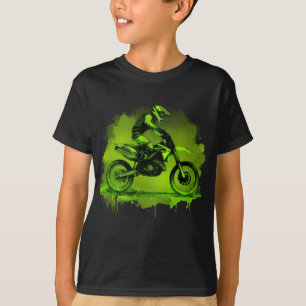 Green Water Colour Dirt Bike  T-Shirt
